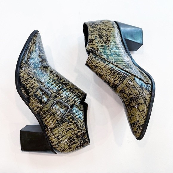 Tibi Billie Lizard-Embossed Leather Ankle Boots Size 39.5 - Picture 8 of 12